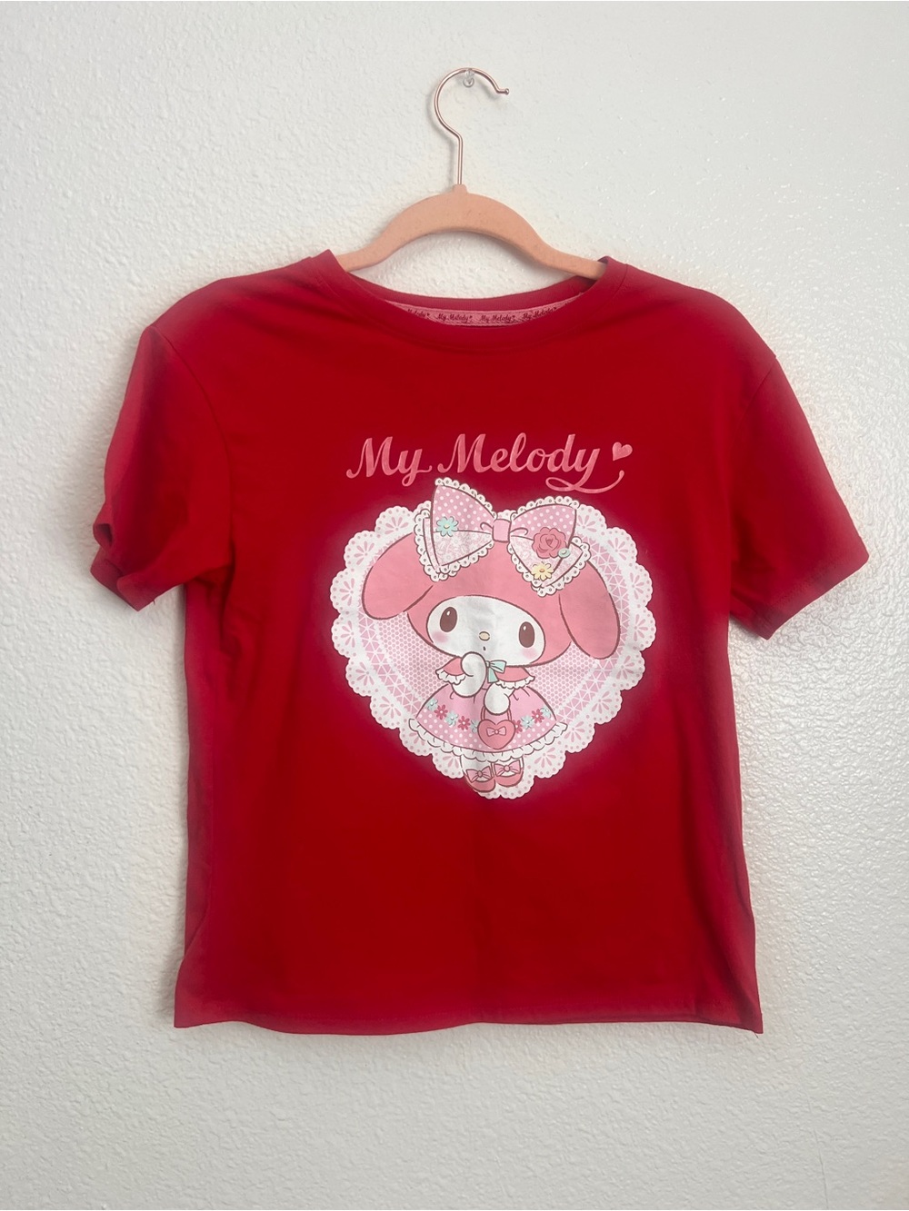 Sanrio My Melody Red Tee with Pink Graphic
